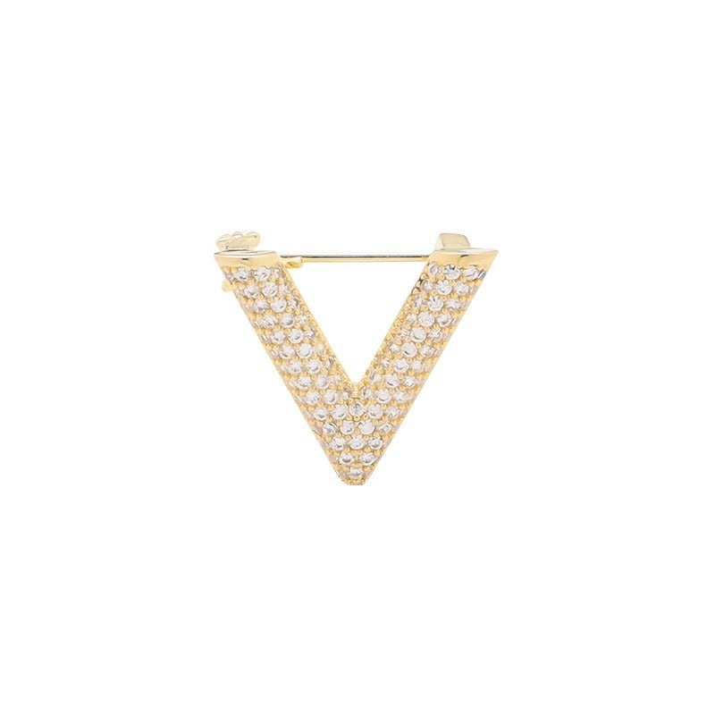 Elegant V-Shaped Brooch with Sparkling Crystals Kalsten