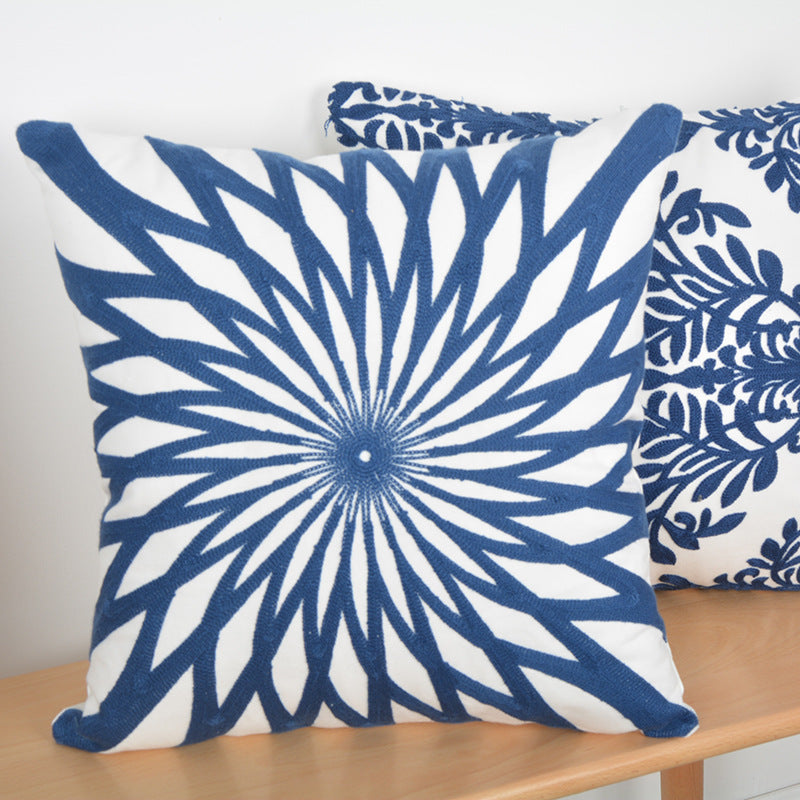 Decorative Geometric Cotton Throw Pillow Cover with Hidden Zipper and Removable Insert