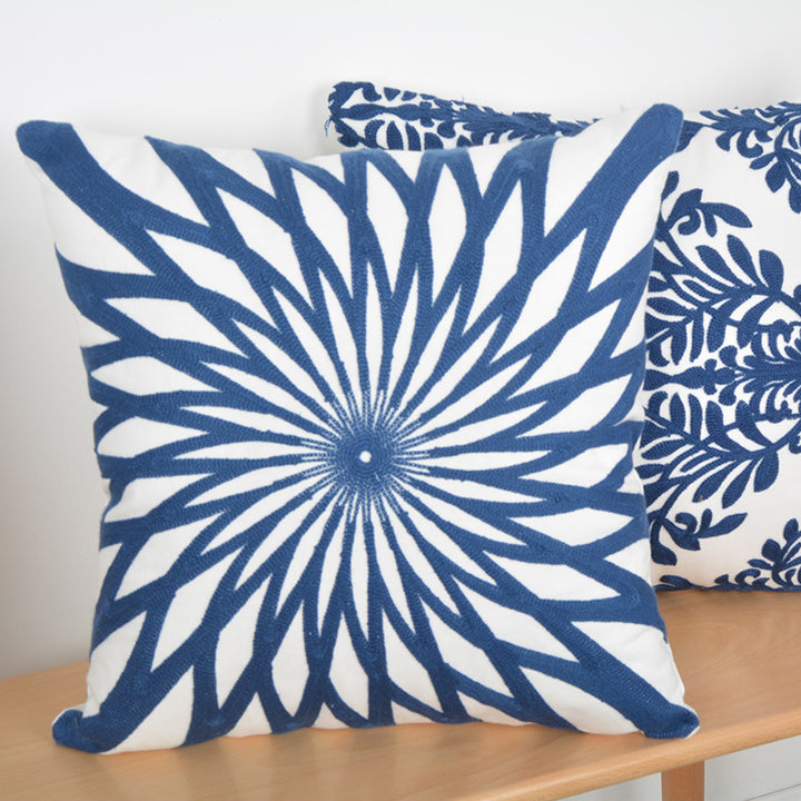 Decorative Geometric Cotton Throw Pillow Cover with Hidden Zipper and Removable Insert