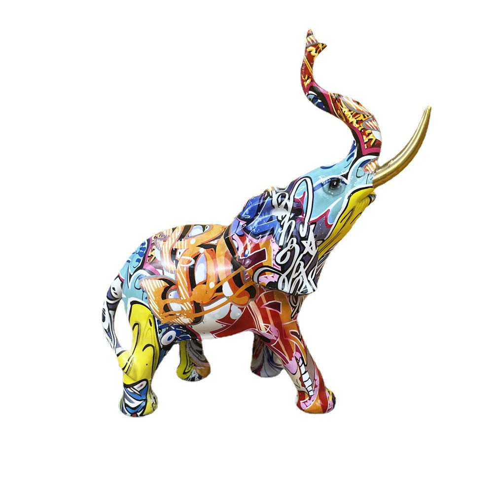 Artistic elephant figure with colorful design Kalsten