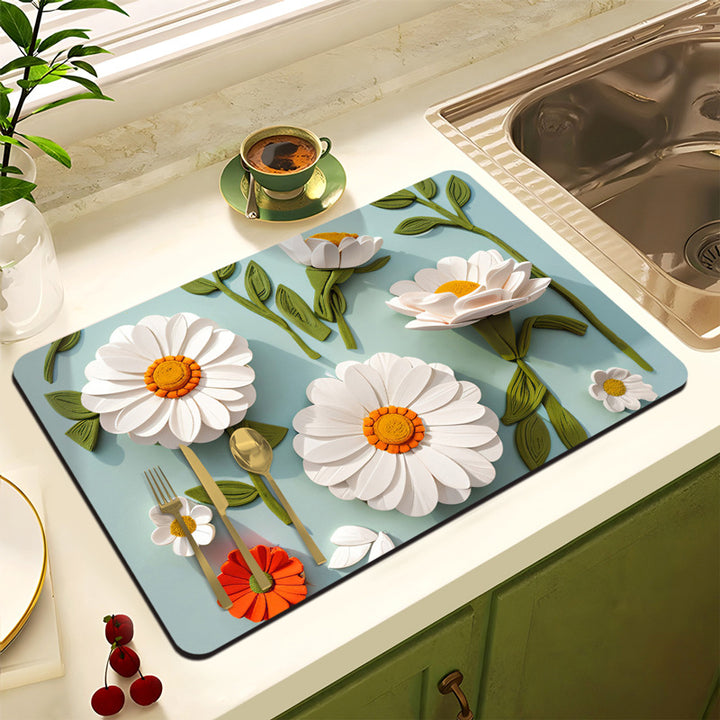 Floral Design Anti-Slip Kitchen Mat