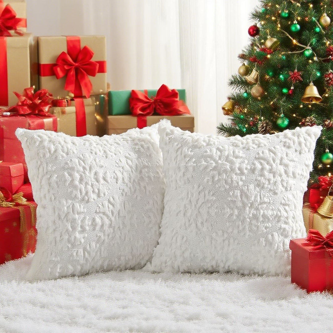 Festive Tufted Tree-Pattern Square Throw Pillow Covers with Plush Texture and Hidden Zipper