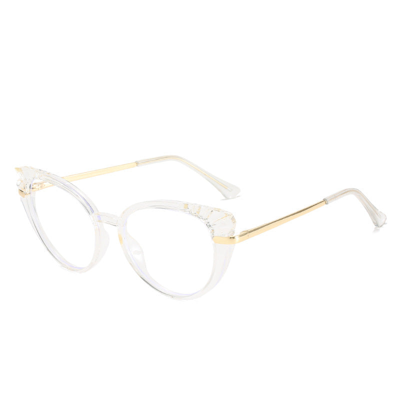 Women's Cat-Eye Prescription Glasses with Glossy Plastic Frame and Gold Accents Kalsten