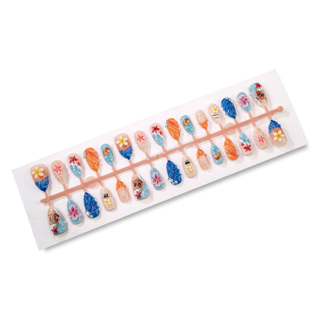 Artificial nail set with maritime motifs and 3D elements Kalsten