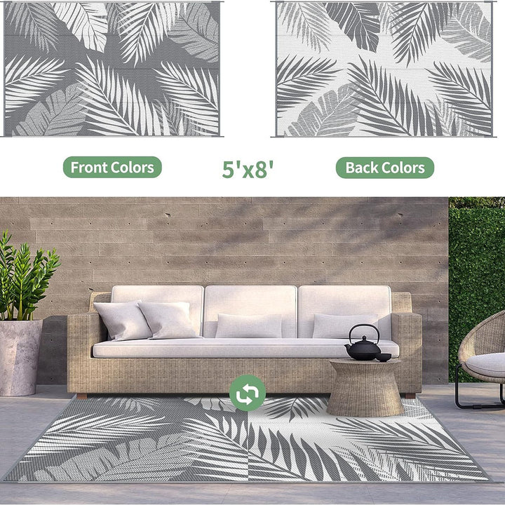 Outdoor Tropical Leaf Area Rug
