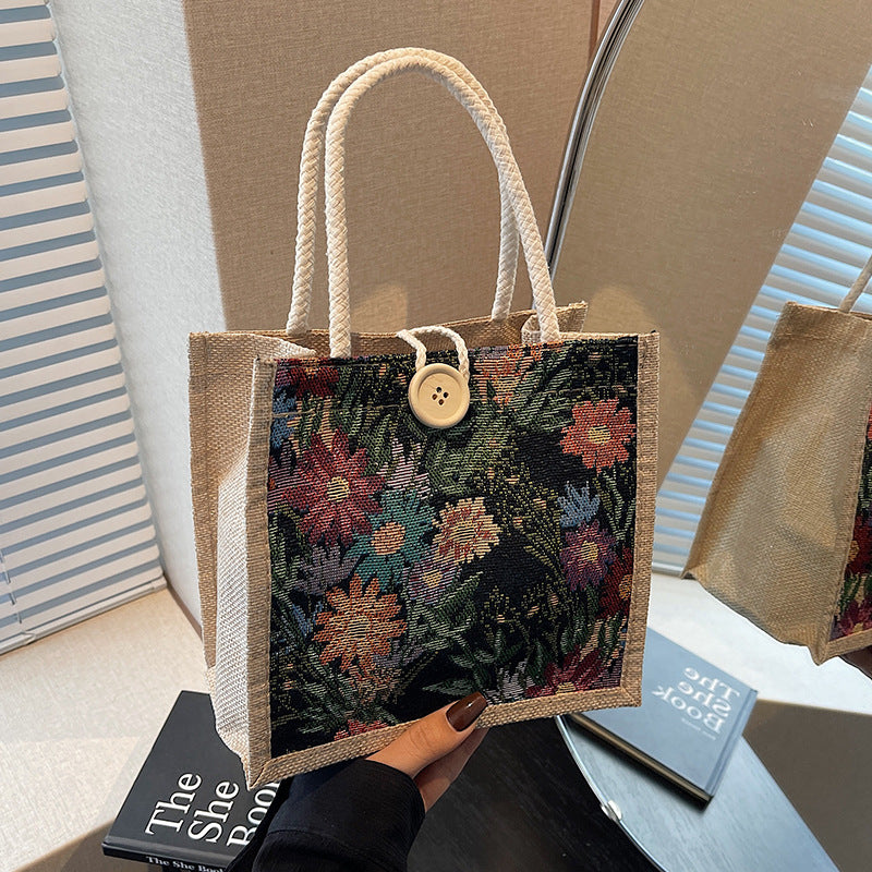 Decorative Floral Print Tote Bag