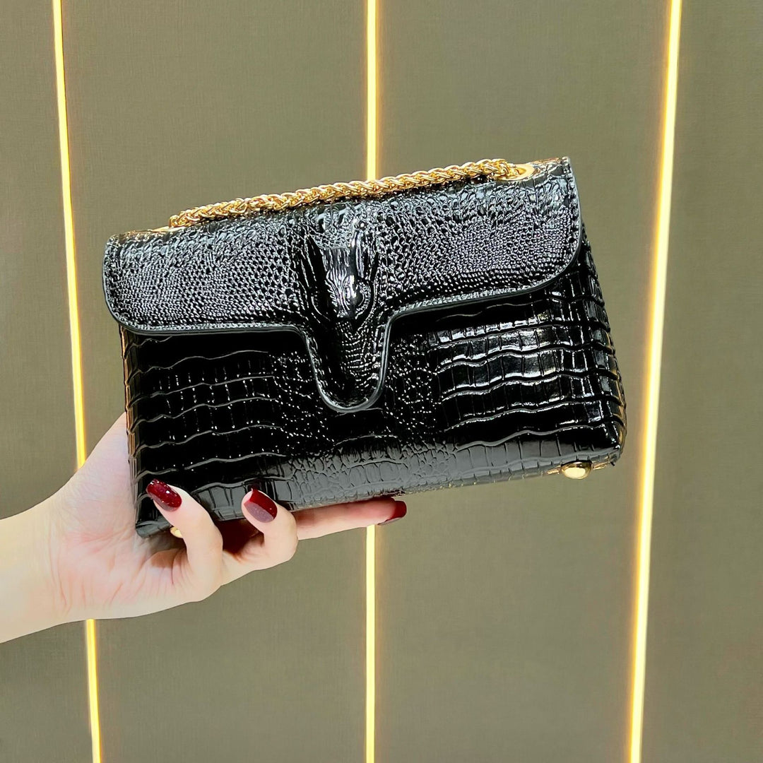 Elegant Crocodile-Effect Clutch Bag