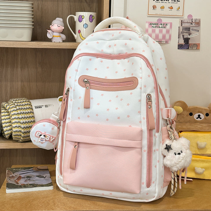 Backpack with Charming Star Applications and Practical Compartments Kalsten