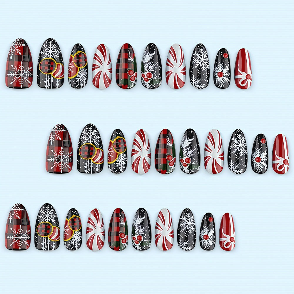 Artificial nails in festive Christmas design Kalsten