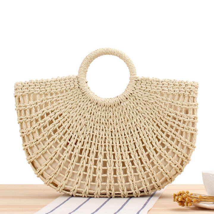 Handbag Made of Handwoven Wicker with Elegant Round Handle Kalsten