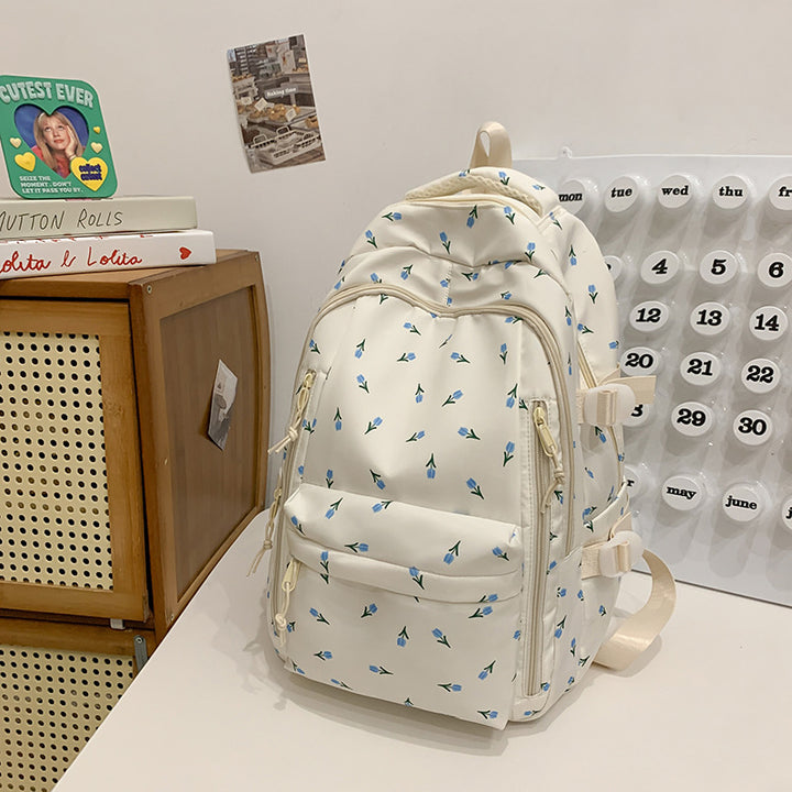 Elegant Floral Print School Backpack