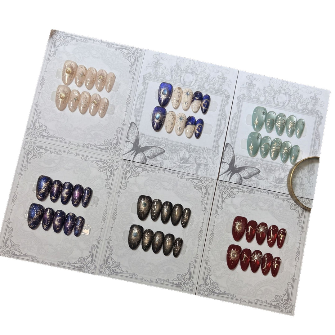 Decorative Press-On Nail Set with Celestial Accents Kalsten