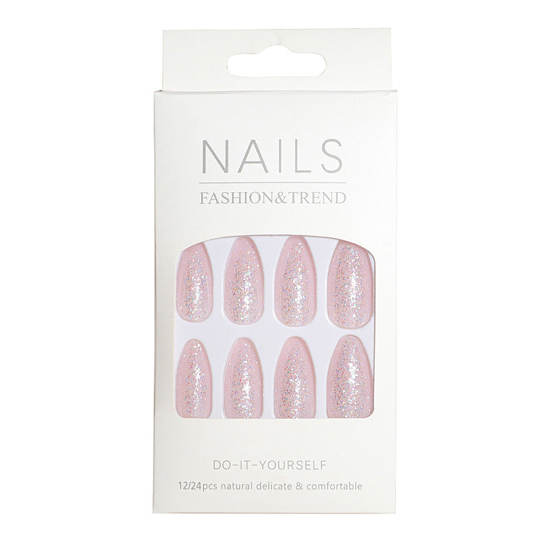 Glittery Almond-Shaped Press-On Nails Set Kalsten