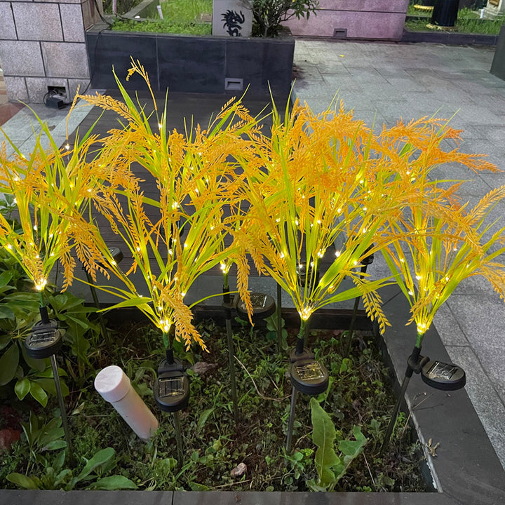 Solar LED Ornamental Grass Pathway Stake Lights With Integrated Solar Panel Kalsten