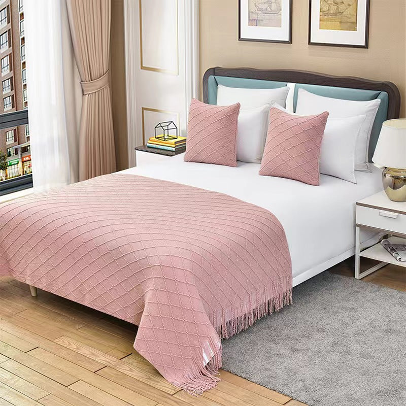 Luxury Textured Knit Throw Blanket Kalsten