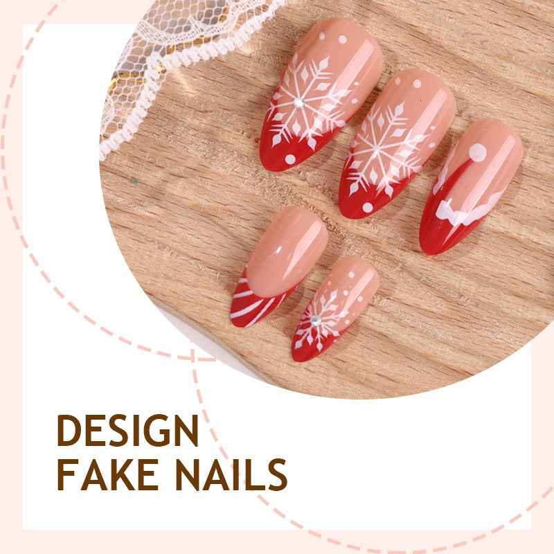 Artificial nail set with festive winter motifs and elegant accents Kalsten