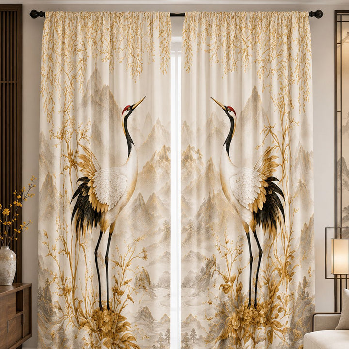 Artistic Bird Print Window Curtains