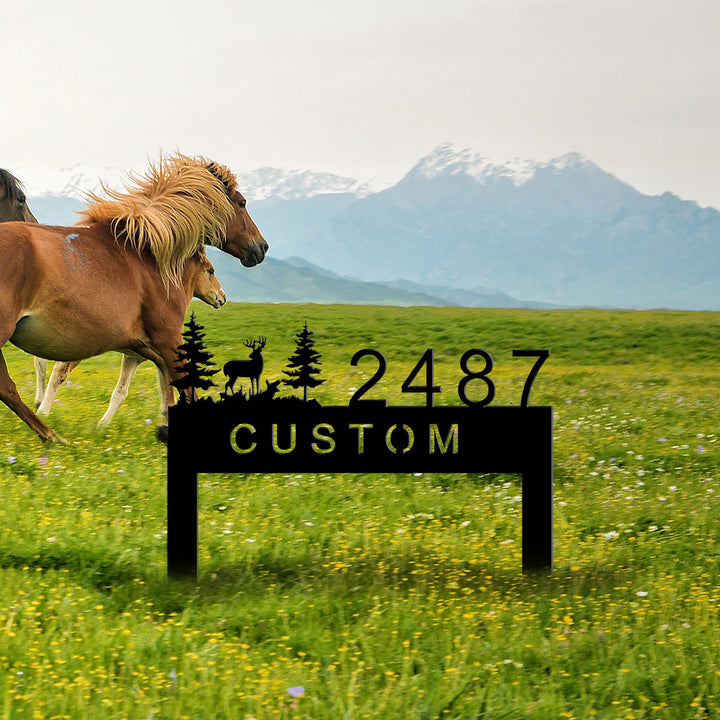 Decorative Laser-Cut Metal Custom Yard Address Sign With Wildlife Silhouette