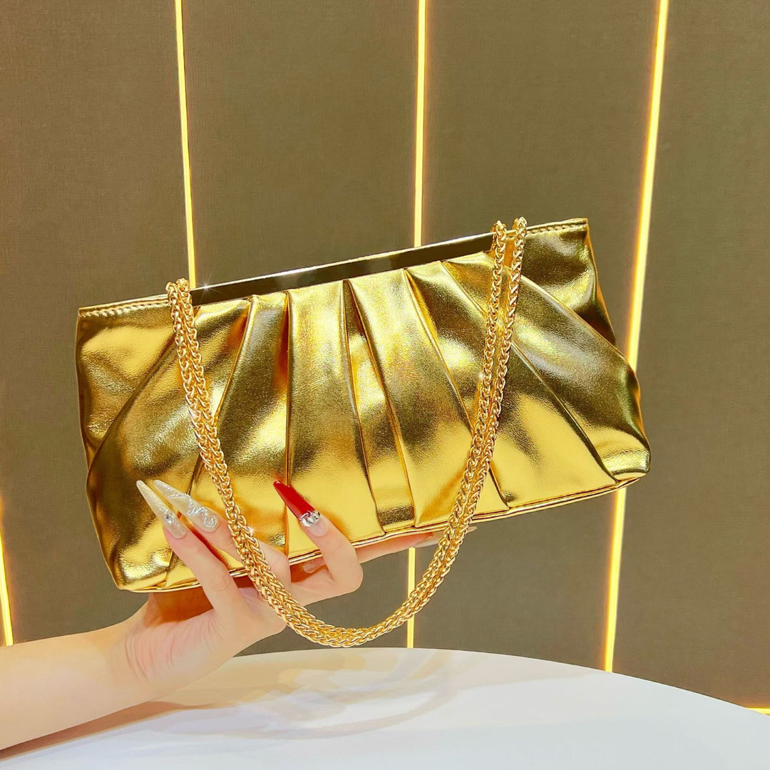 Pleated Chain Strap Evening Handbag