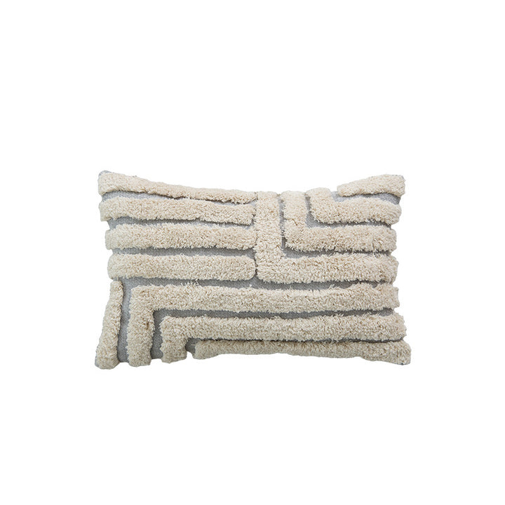 Square Textured Grid Tufted Decorative Throw Pillow Cover with Shaggy Raised Lattice