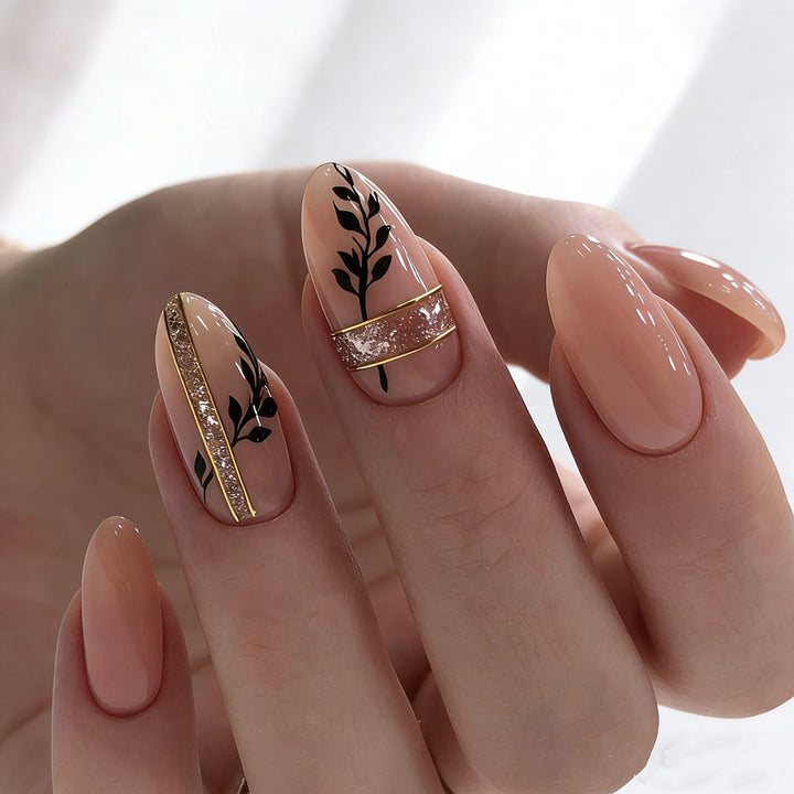 Artistic Floral Press-On Nails