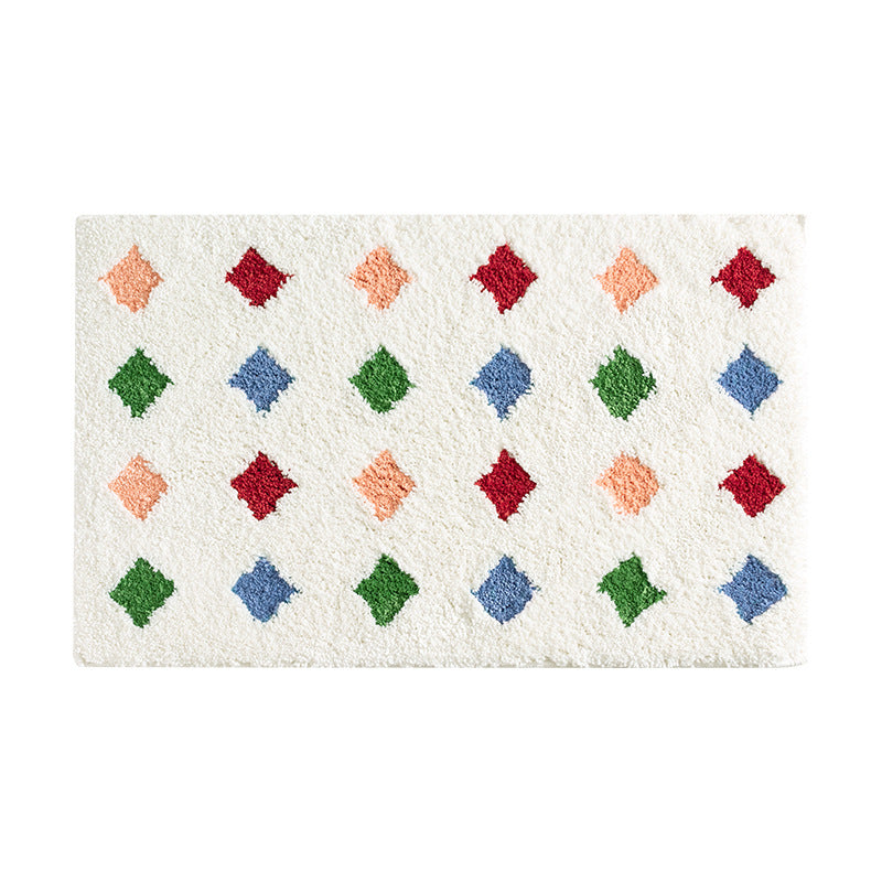 Modern striped bath mat with textured high pile and non-slip latex base Kalsten