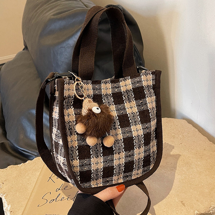 Charming Plaid Shoulder Tote Bag