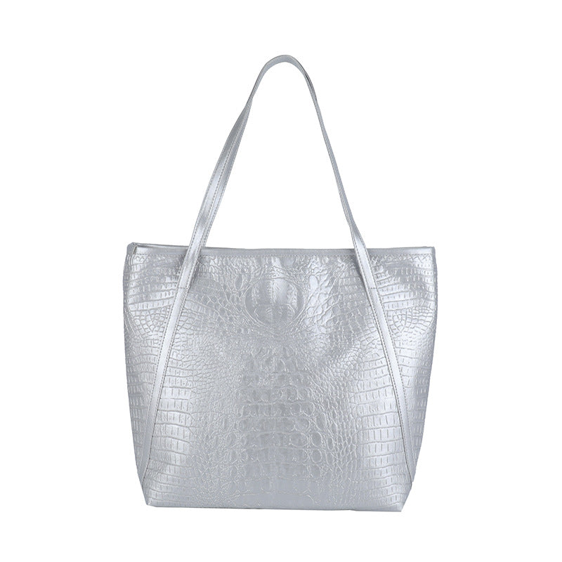 Crocodile-Embossed Leather Tote Bag Kalsten