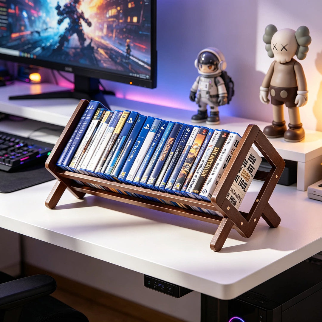 Slanted Wooden Desktop Book Display Rack with Folding A-Frame Legs