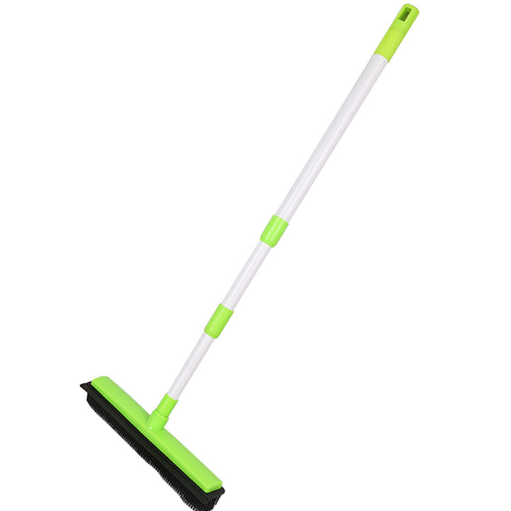 Heavy-Duty Rubber Floor Squeegee With Telescopic Handle And Angled Swivel Head