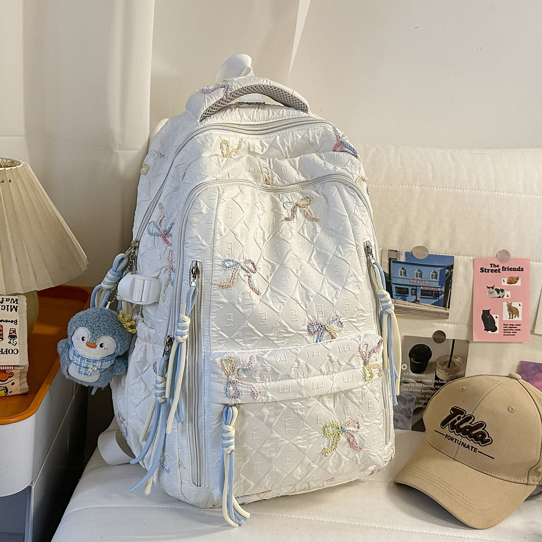 Embroidered Quilted Backpack Kalsten