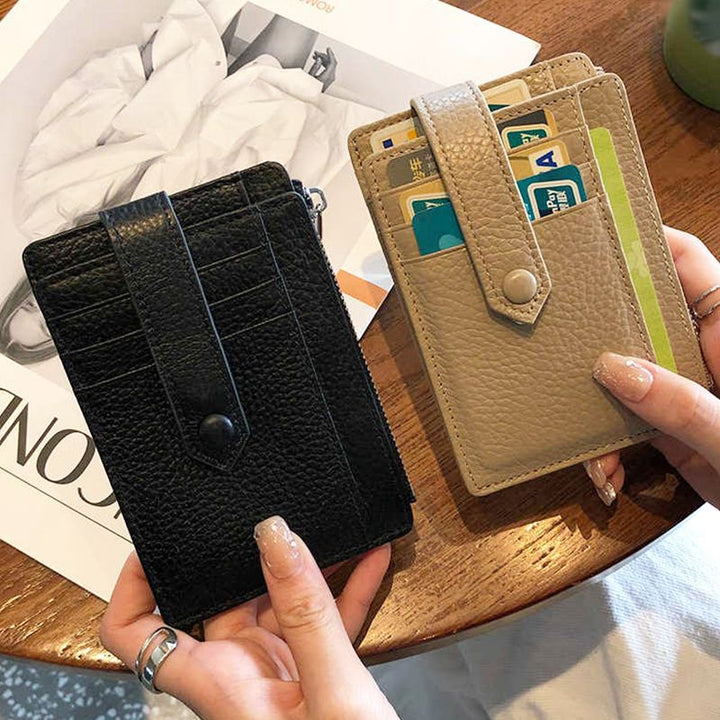 Compact Leather Zippered Card Holder