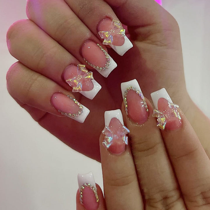 Elegant 3D French Tip Nail Extensions Kalsten