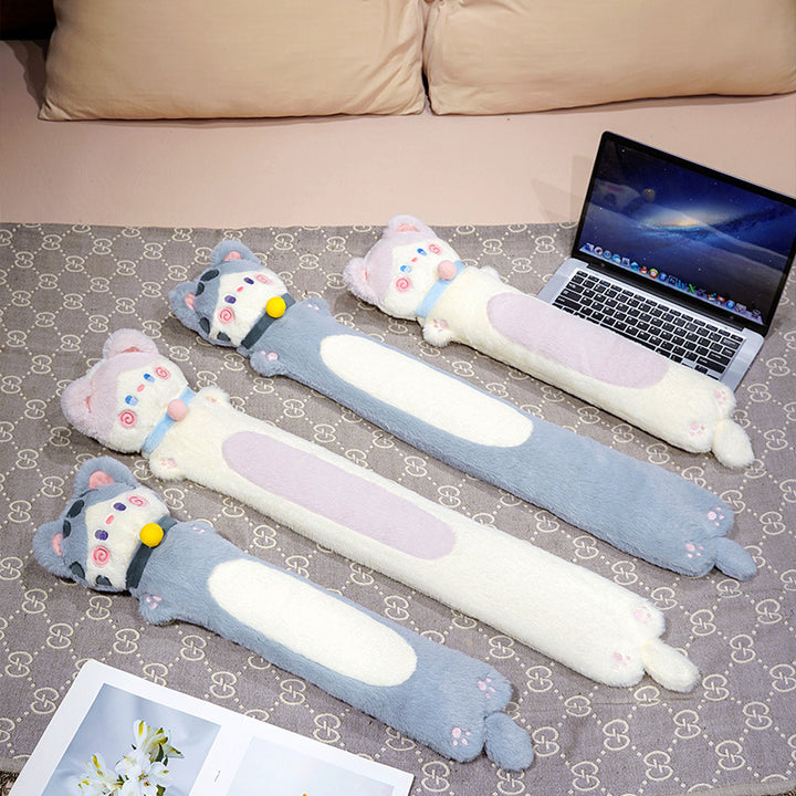 Long narrow-shaped plush cuddle pillow in dachshund design with soft fleece cover