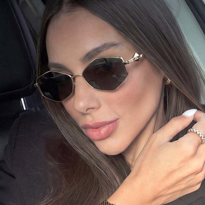 Women's geometric sunglasses with protective UV filter and high-end metal frame Kalsten