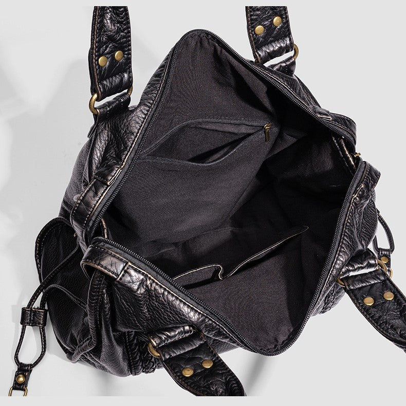 Distressed Leather Satchel Bag Kalsten