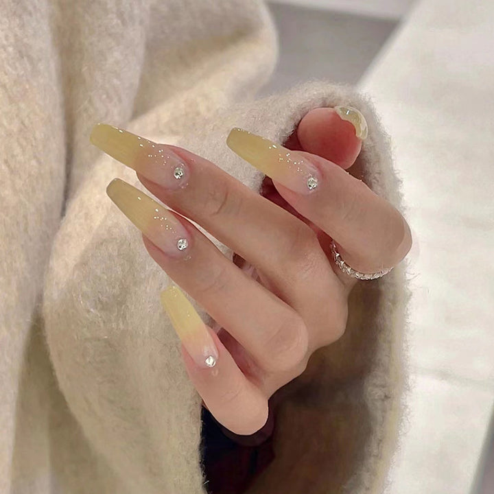 Rhinestone-Embellished Long-Lasting Press-On Nail Set