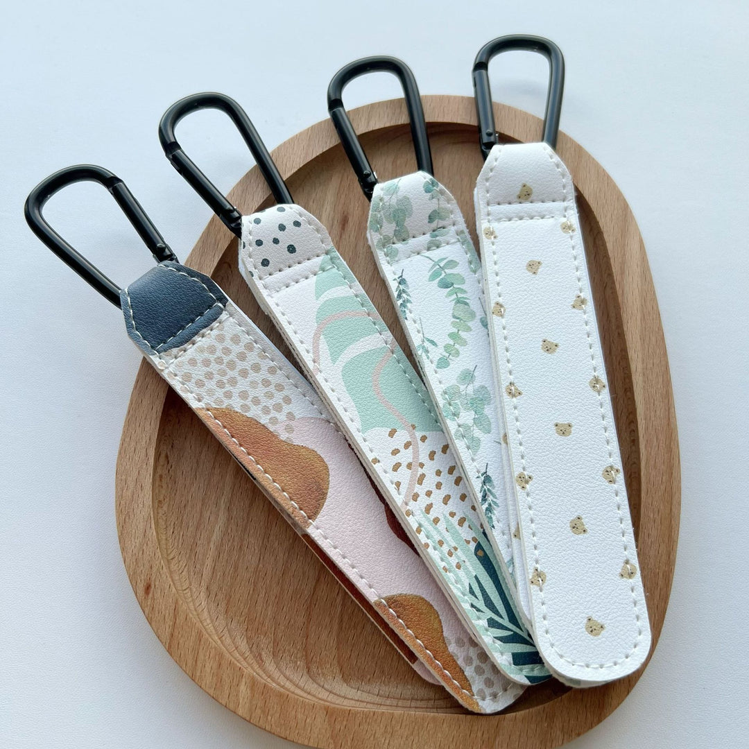 Printed Faux Leather Strap Key Ring with Carabiner Clip