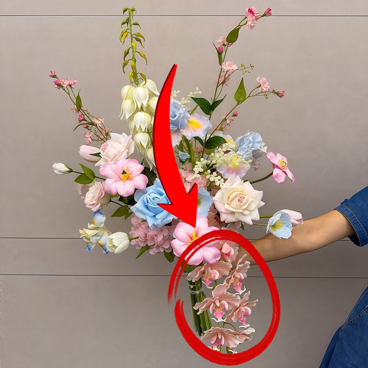 Lifelike Floral Bouquet with Mixed Blooms and Foliage