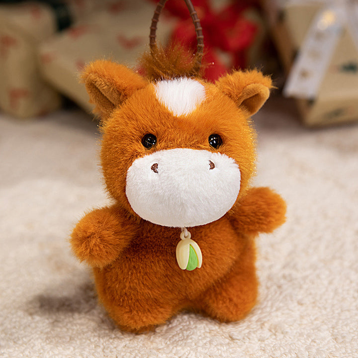 Plush Dog Bag Charm Keychain with Soft Faux-Fur Body & Loop Strap Kalsten