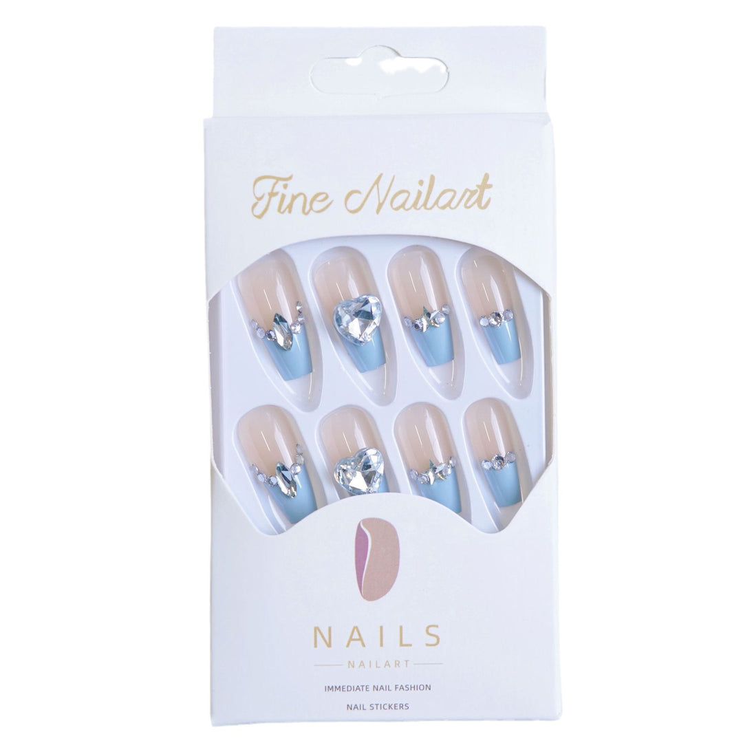 Elegant Rhinestone Embellished Press-On Nail Art