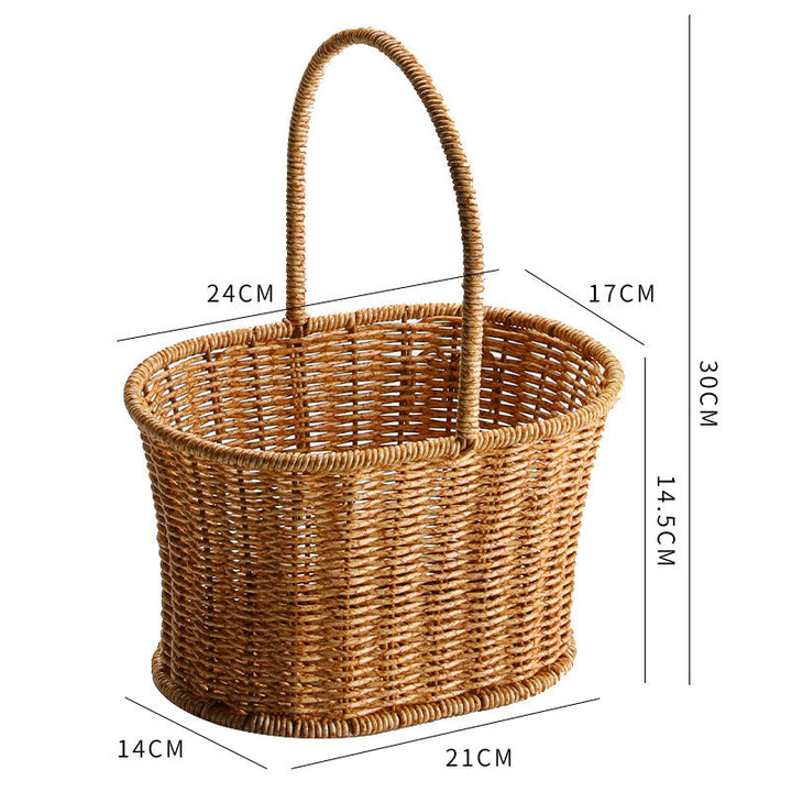 Decorative Woven Storage Basket with Mushroom Emblem Kalsten