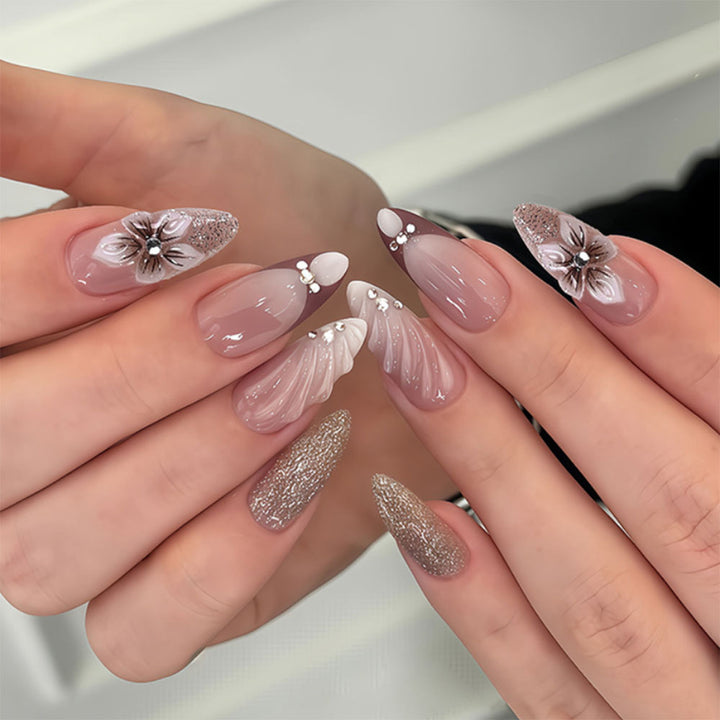 Artistic Floral Press-On Nail Art