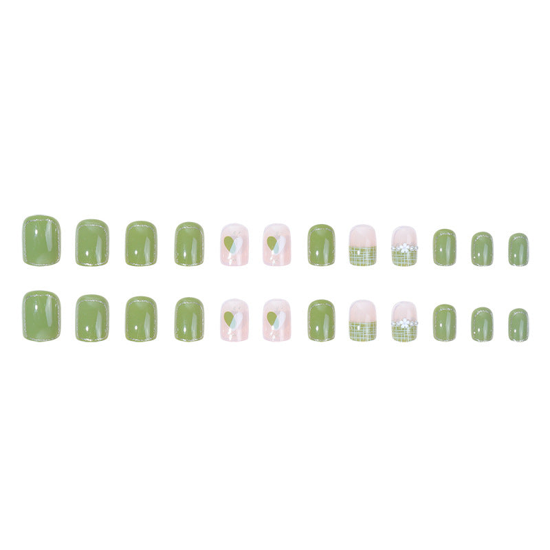 Artistic Press-On Nail Set with Floral and Glossy Design Kalsten