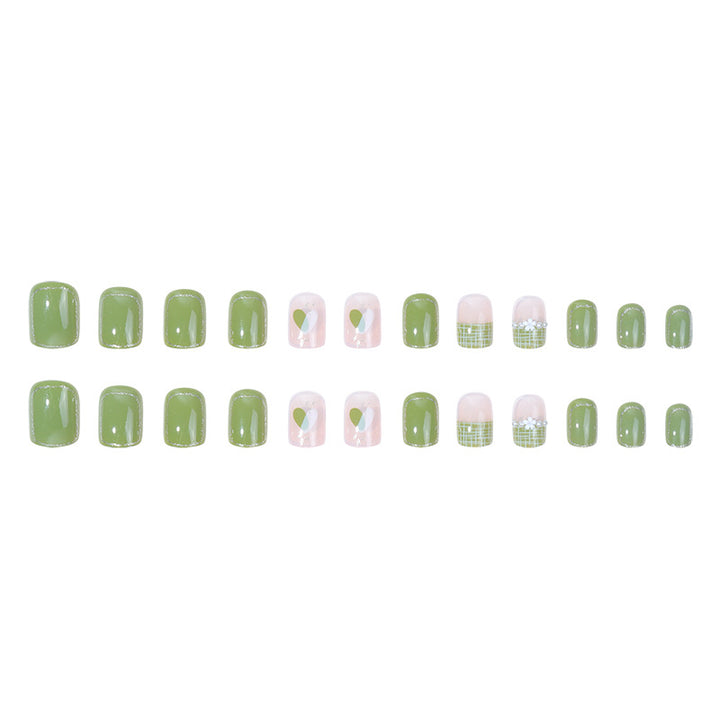 Artistic Press-On Nail Set with Floral and Glossy Design Kalsten