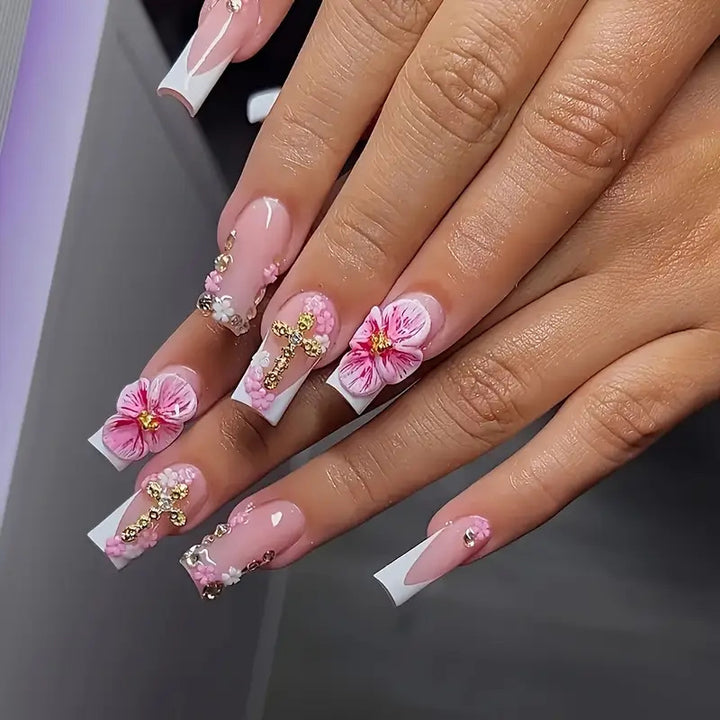 Artistic Floral Acrylic Nail Enhancements Kalsten
