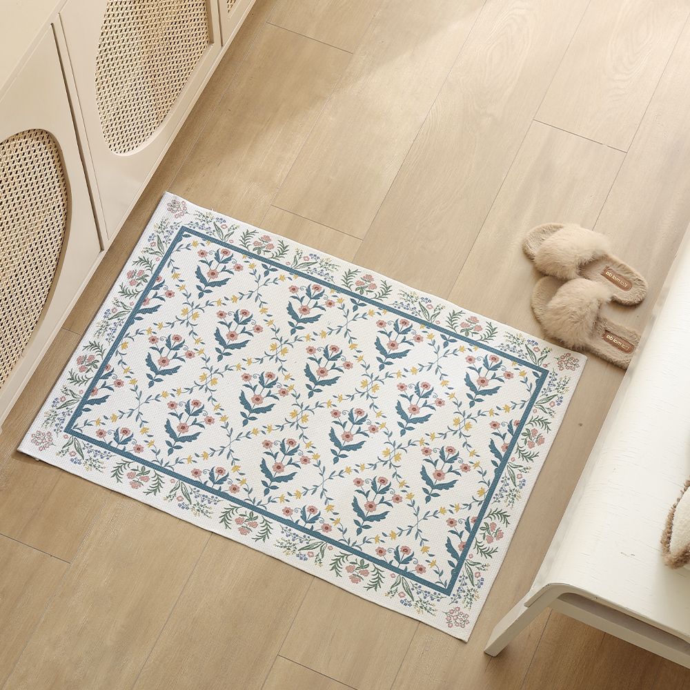 Woven cotton bath mat with floral allover jacquard pattern Kalsten
