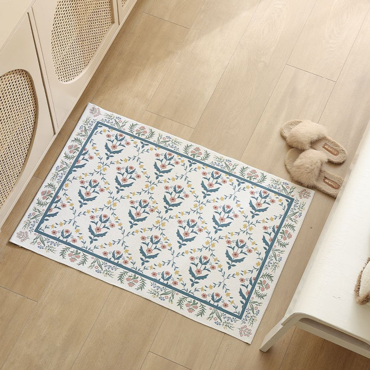 Woven cotton bath mat with floral allover jacquard pattern Kalsten