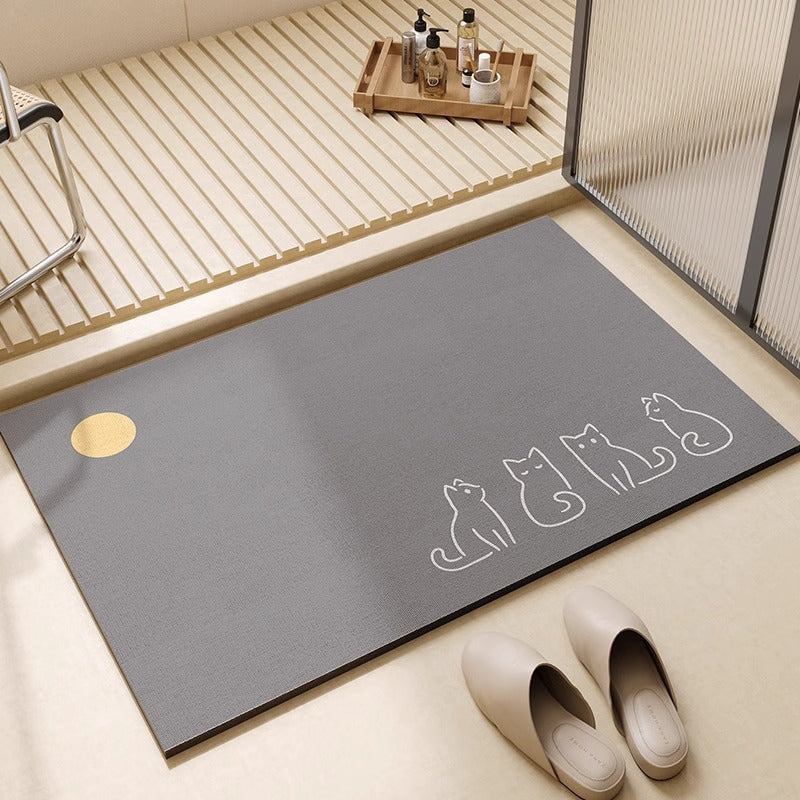 Artistic Cat-Themed Bath Mat Kalsten