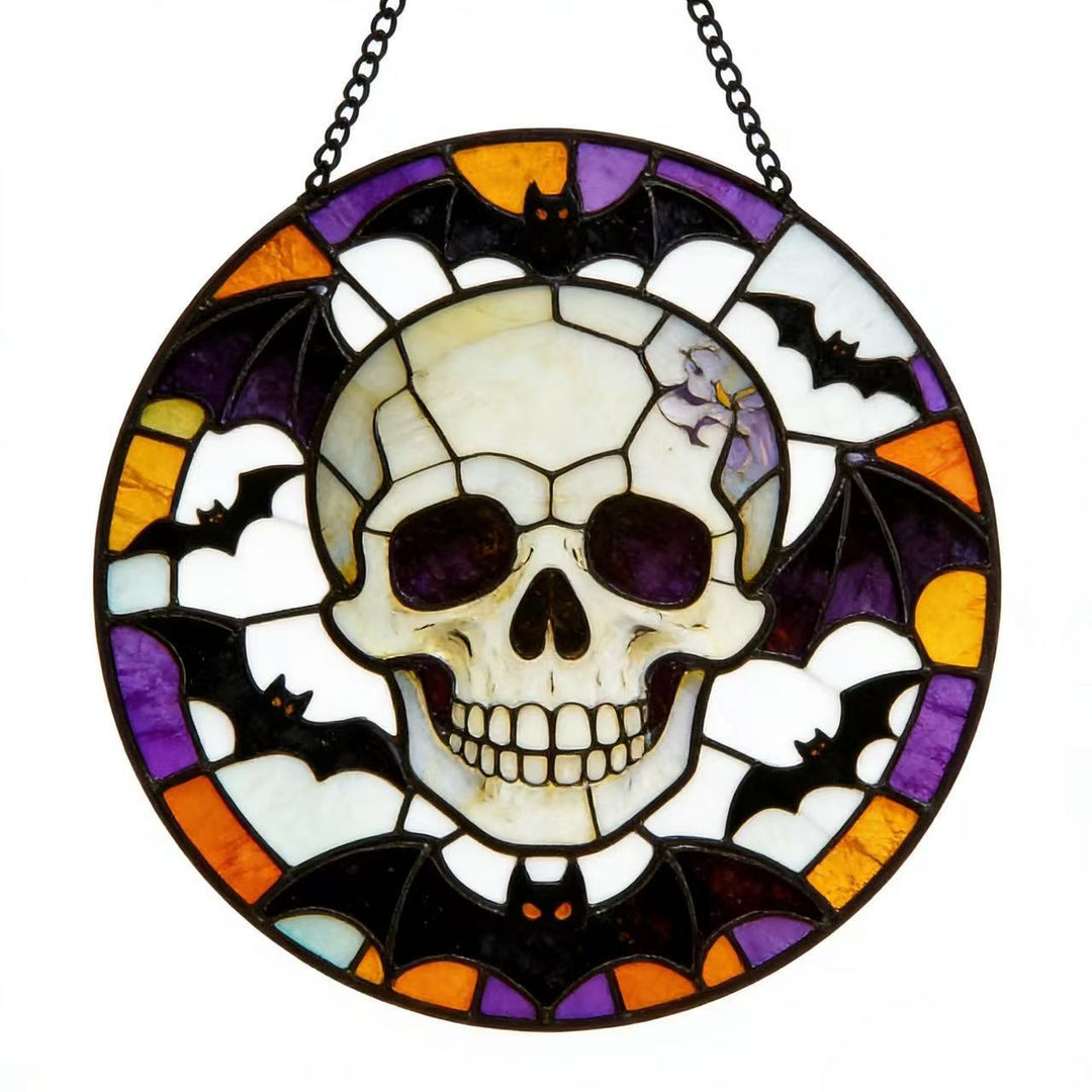 Decorative Skull Stained Glass Wall Art Kalsten